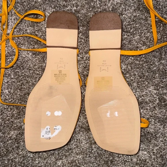 Marc Fisher Yellow Lace-Up Square Toe Sandals - Picture 2 of 2